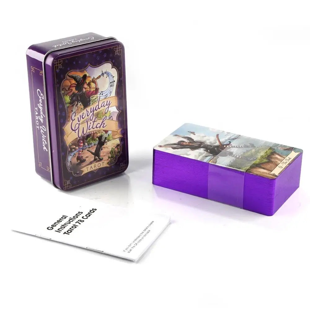 10.3*6cm Everyday Witch Tarot In A Tin Metal Box Tarot Deck with PDF Guide Book Divination Fate Cards