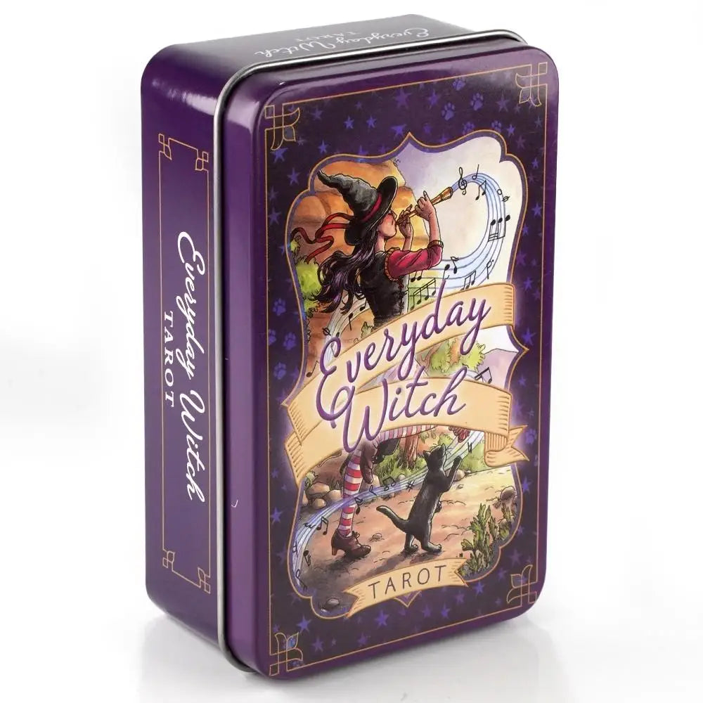 10.3*6cm Everyday Witch Tarot In A Tin Metal Box Tarot Deck with PDF Guide Book Divination Fate Cards