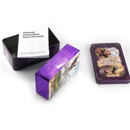 10.3*6cm Everyday Witch Tarot In A Tin Metal Box Tarot Deck with PDF Guide Book Divination Fate Cards