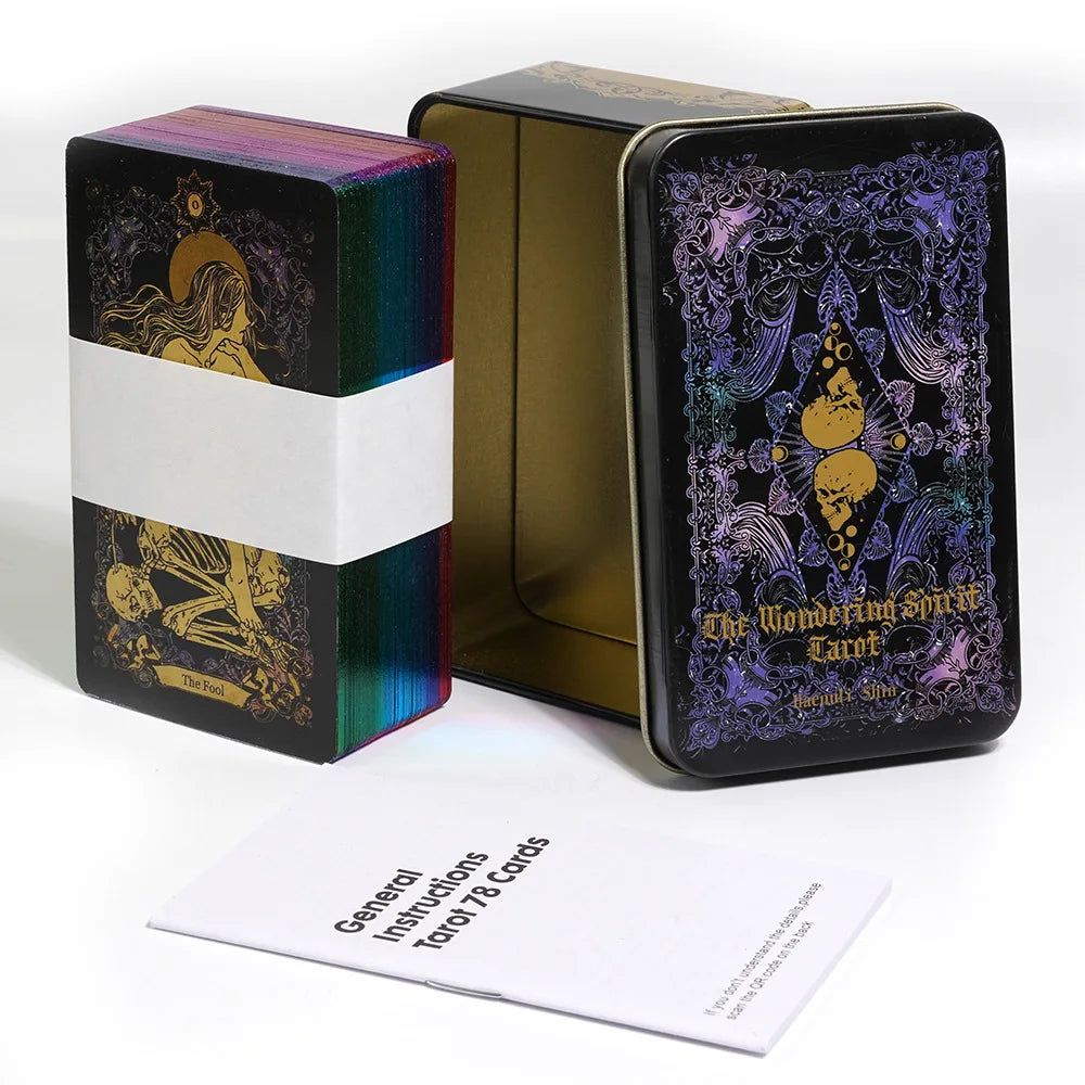 10.3*6cm Wandering Spirit Tarot Deck In A Tin Box with Guidebook for Beginners Limited Edition with Gilded Edges