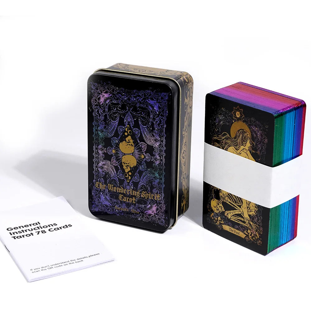 10.3*6cm Wandering Spirit Tarot Deck In A Tin Box with Guidebook for Beginners Limited Edition with Gilded Edges