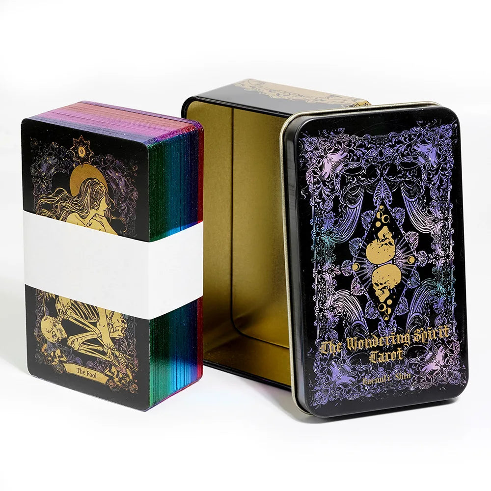 10.3*6cm Wandering Spirit Tarot Deck In A Tin Box with Guidebook for Beginners Limited Edition with Gilded Edges