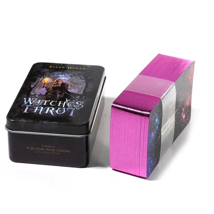 10.3*6cm Witches Tarot In A Tin Metal Box Tarot Deck with PDF Guide Book Divination Fate Cards