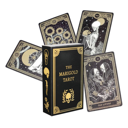 12*7cm Augury The Marigold Tarot Tablecloth 2023 New Cards Deck Prediction Skull Black Horror Waite Tarot Cards