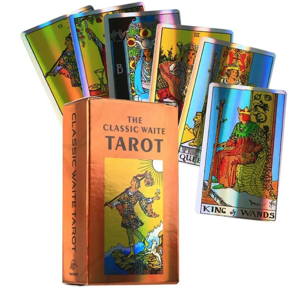 Classic Rider Waite Tarot Deck Holographic Cards with E Guide Book E Instruction Fortune Telling Divination Tool