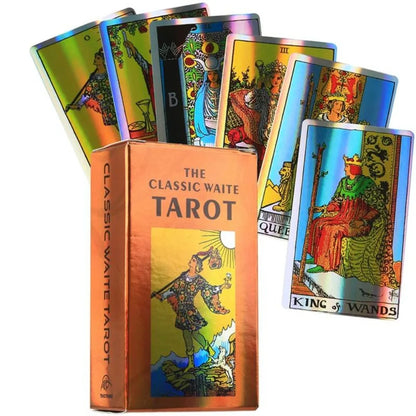 Classic Rider Waite Tarot Deck Holographic Cards with E Guide Book E Instruction Fortune Telling Divination Tool