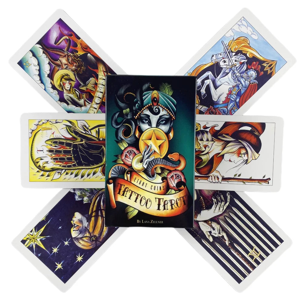 Eight Coins Tattoo Tarot Cards A 82 Deck Oracle English Visions Divination 