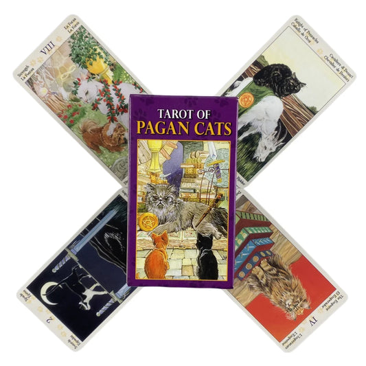 Mini Size Tarot Of Pagan Cats Cards A 78 English Visions Divination Deck 