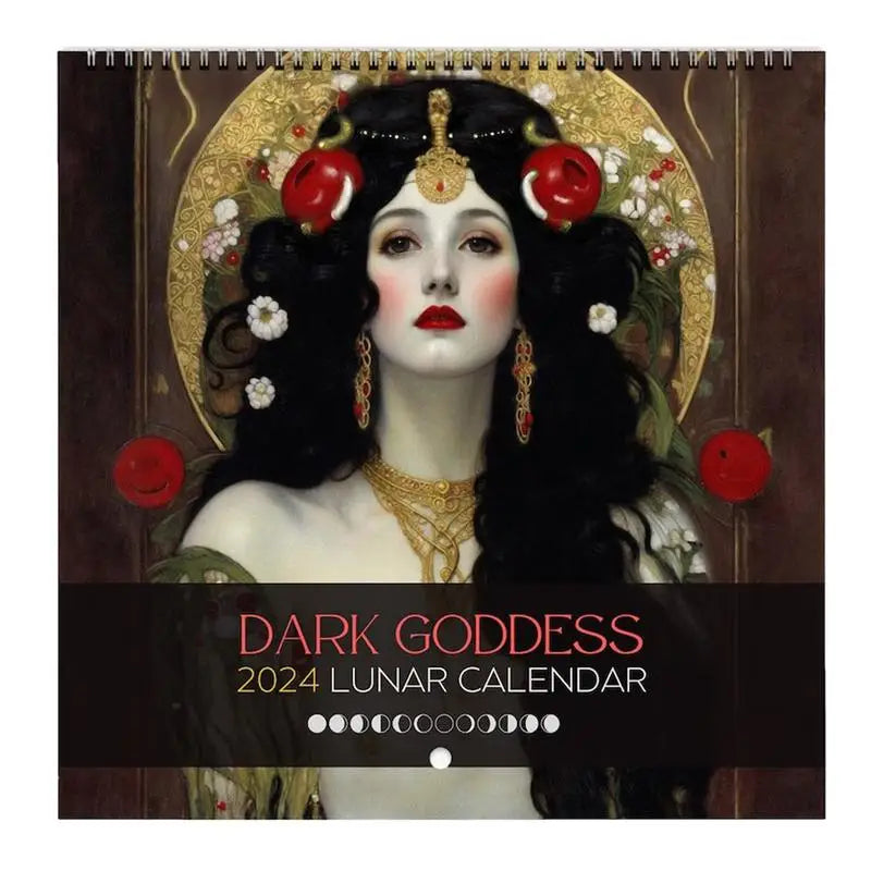 Dark Goddess 2024 Calendar Moon Phase Wall Art Lunar Calendar