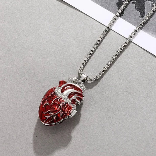 Punk Beating Red Heart Necklace Gothic Jewelry