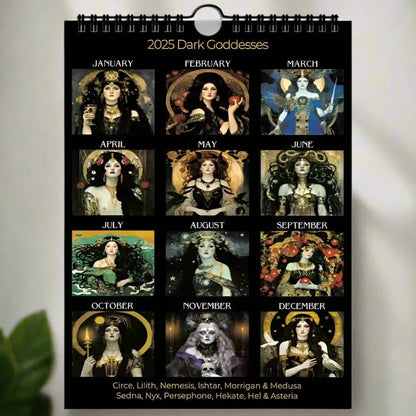 Dark Goddess Calendar 2025 Moon Phase Calendar Dark Goddess 2025 Lunar Calendar Wicca Pagan Calendar