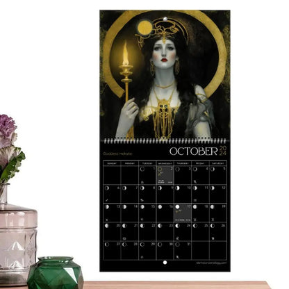 Dark Goddess 2024 Calendar Moon Phase Wall Art Lunar Calendar