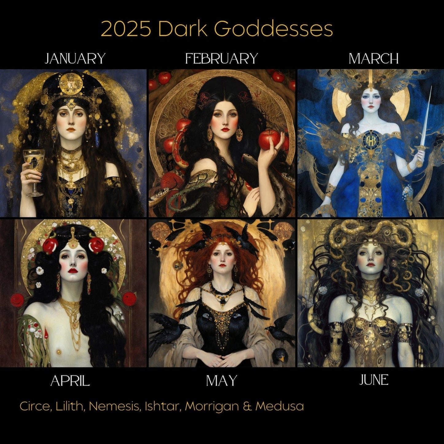 Dark Goddess Calendar 2025 Moon Phase Calendar Dark Goddess 2025 Lunar Calendar Wicca Pagan Calendar