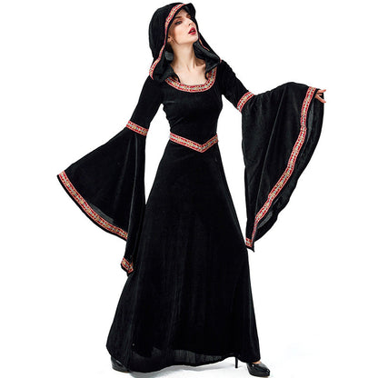 New European Vintage Court Black Vampire Witch Costume Halloween/Stage Performance/Party