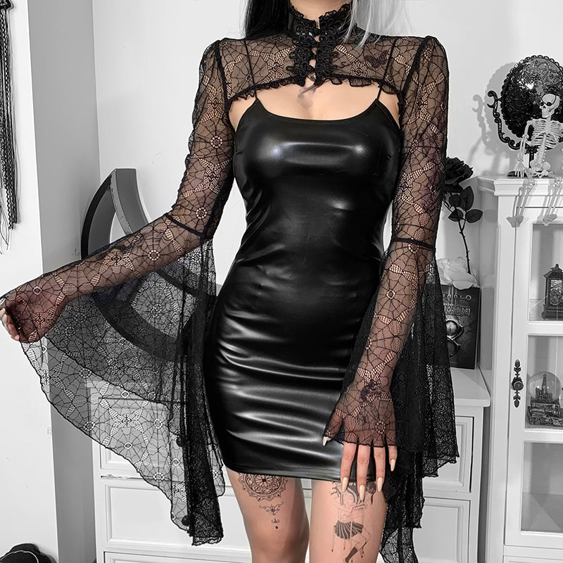 Witchy Clothing Gothic Flare Sleeve Dress Gothic Clothing