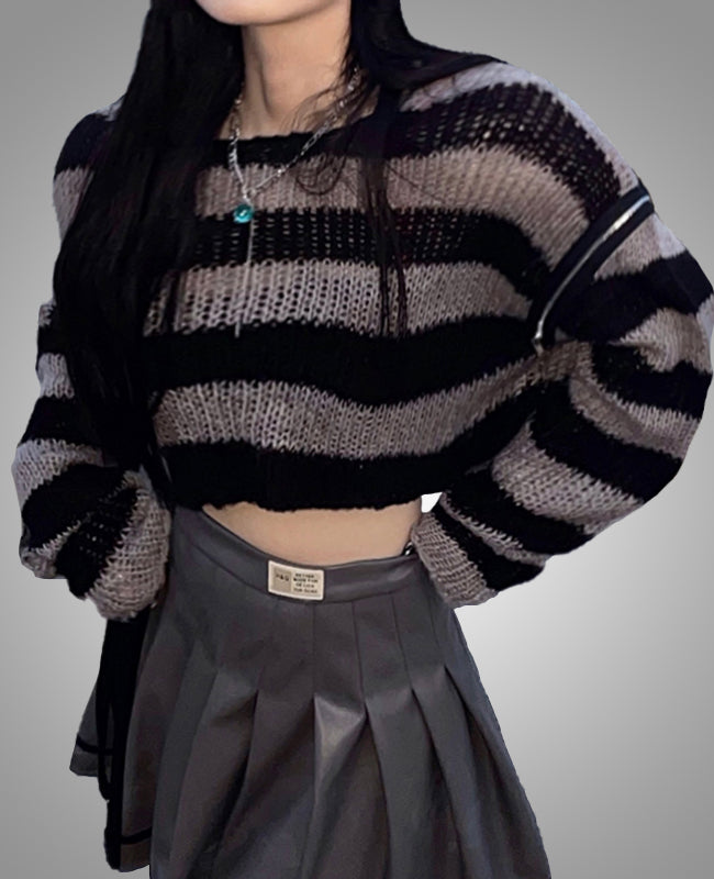 Witchy Clothing Knitted Gothic Long Sleeve Crop Top Gothic Clothing