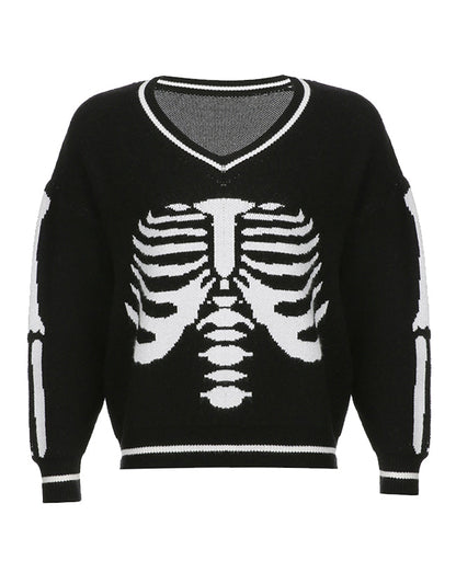 Witchy Clothing Skull Ribs Knitted Top & Vest Gothic Clothing