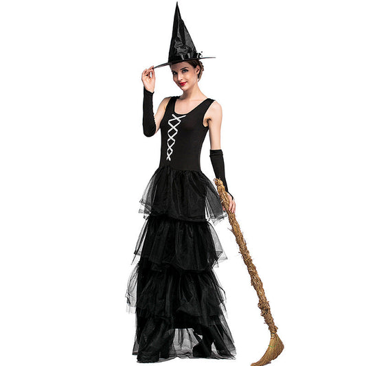 Black Sleeveless Pouf Cake Witch Costume Halloween/Stage Performance/Party