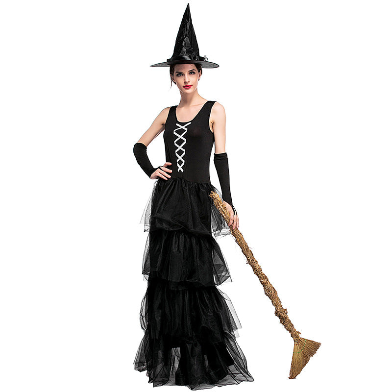 Black Sleeveless Pouf Cake Witch Costume Halloween/Stage Performance/Party
