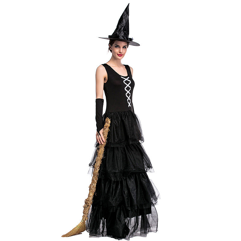 Black Sleeveless Pouf Cake Witch Costume Halloween/Stage Performance/Party
