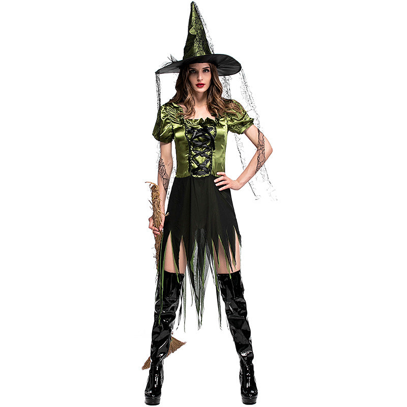 Green Irregular Dress Witch Cosplay Costume Halloween/Stage Performance/Party