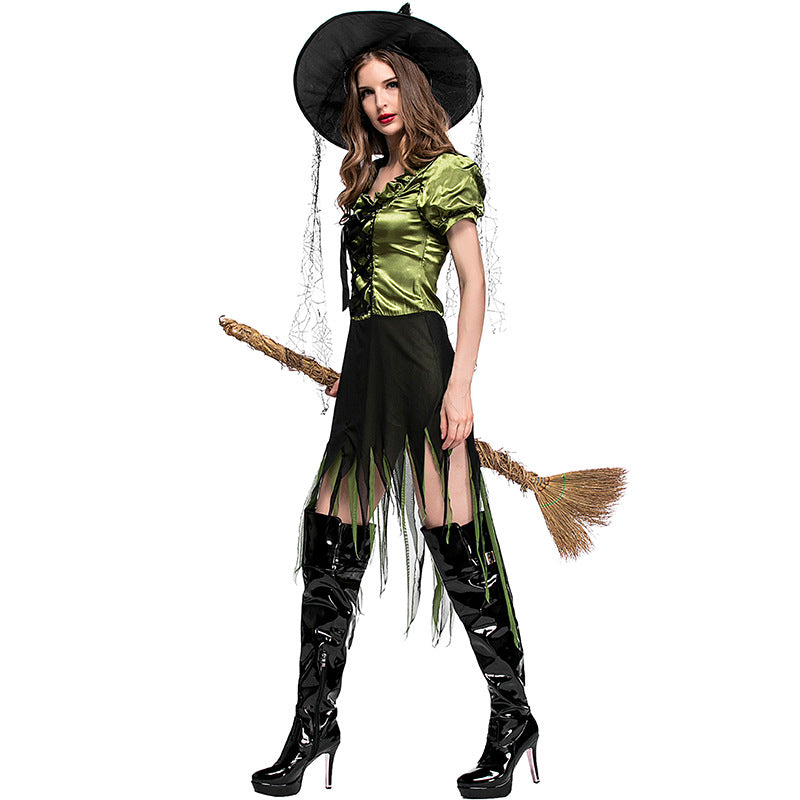 Green Irregular Dress Witch Cosplay Costume Halloween/Stage Performance/Party