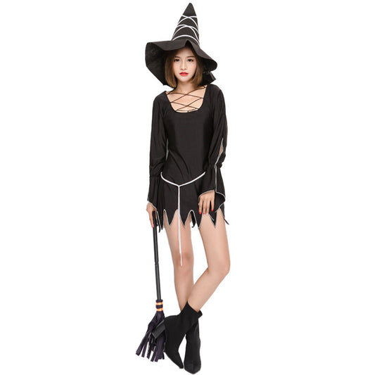 Black Irregular Lace Witch Cosplay Costume Halloween/Stage Performance/Party