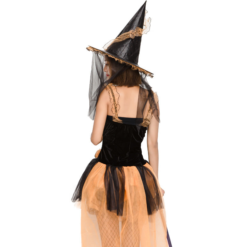 Sexy Yellow Muslin Pouf Dress Witch Costume Halloween/Stage Performance/Party