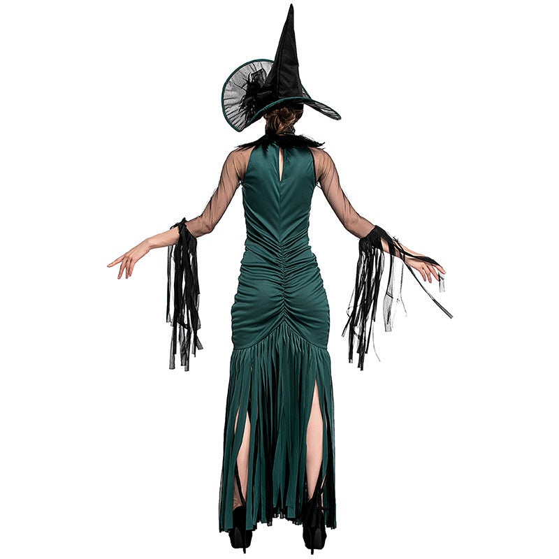 Green Fringed Witch Cosplay Costume Halloween/Stage Performance/Party