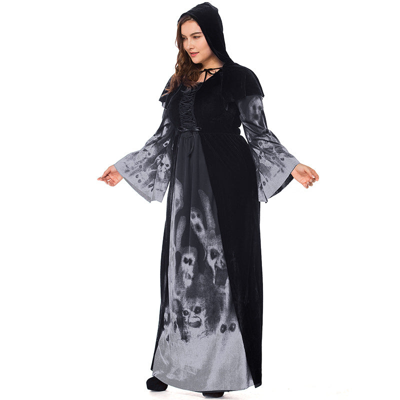 Plus Size Skeleton Printed Vampire Long Witch Costume Halloween/Stage/Party