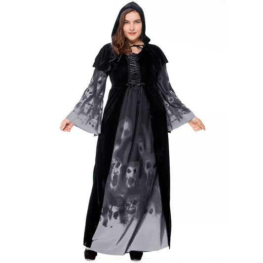 Plus Size Skeleton Printed Vampire Long Witch Costume Halloween/Stage/Party