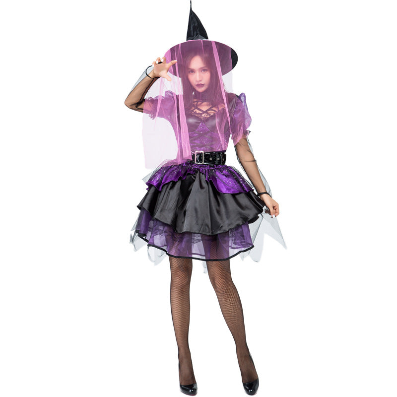 Deluxe Purple Muslin Tutu Dress Witch Costume Halloween/Stage Performance/Party