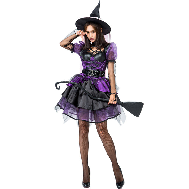 Deluxe Purple Muslin Tutu Dress Witch Costume Halloween/Stage Performance/Party