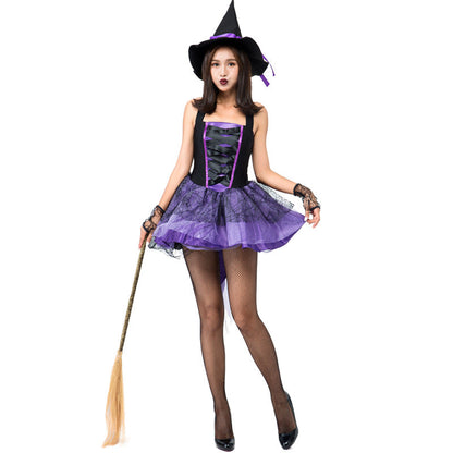 Sexy Purple Swallowtail Pouf Dress Sling Sleeveless Witch Costume Halloween/Stage Performance/Party