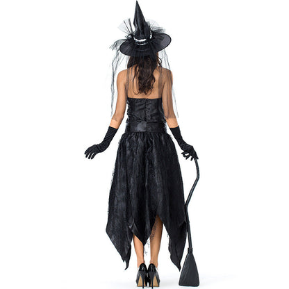 Black Tube Spider Web Witch Dark Queen Costume Halloween/Stage Performance/Party