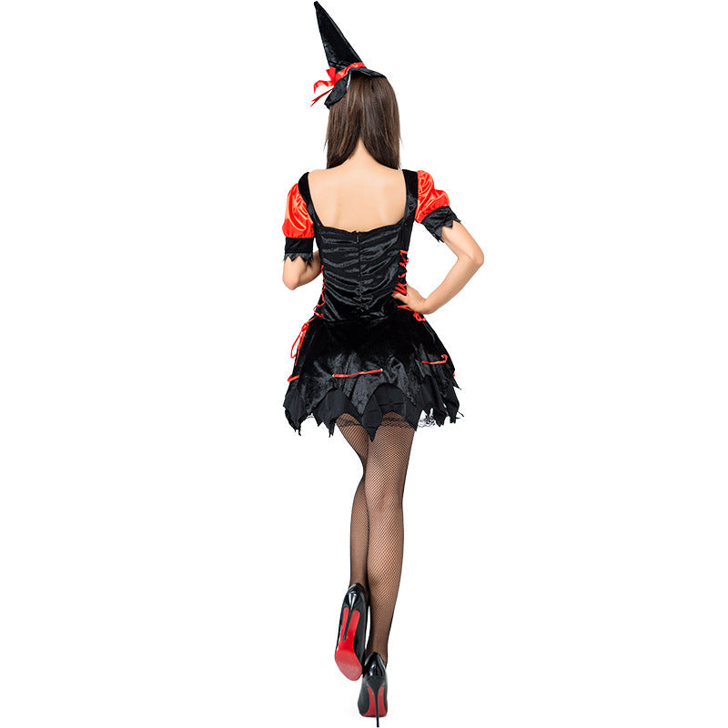 Cute Black Red Flame Witch Cosplay Costume Halloween/Stage Performance/Party