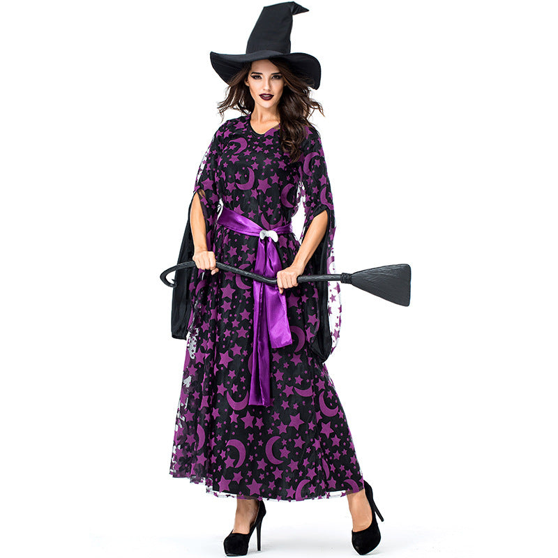 Purple Star Moon Magic Witch Costume Halloween/Stage Performance/Party