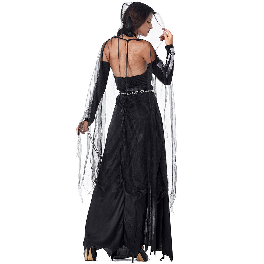 New Black Yarn Impermanence Sling Maxi Dress Witch Costume Halloween/Stage Performance/Party