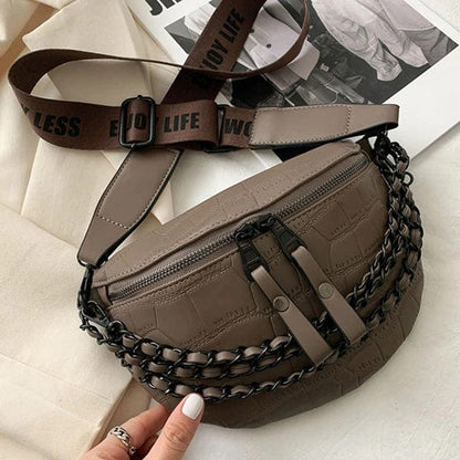Faux Leather Chain Bum Bag