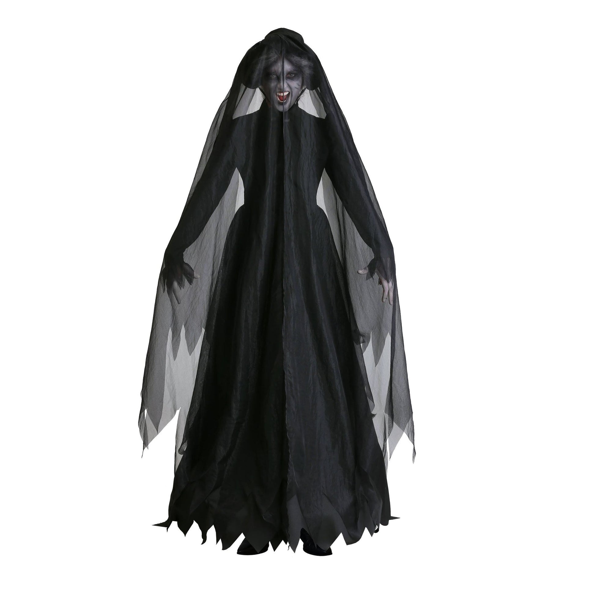 Adult Women's Black Dark Witch Costume Ghost Bride Halloween Cosplay Costume Dress