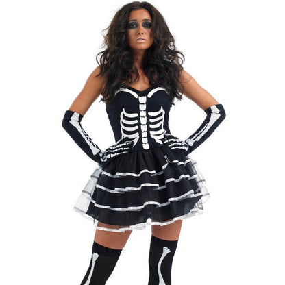 Adults Women Skeleton Bride Party Dress Halloween Cosplay Costume