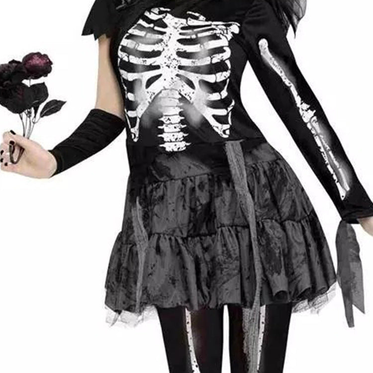 Adults Women Skeleton Bride Halloween Cosplay Costume Dress
