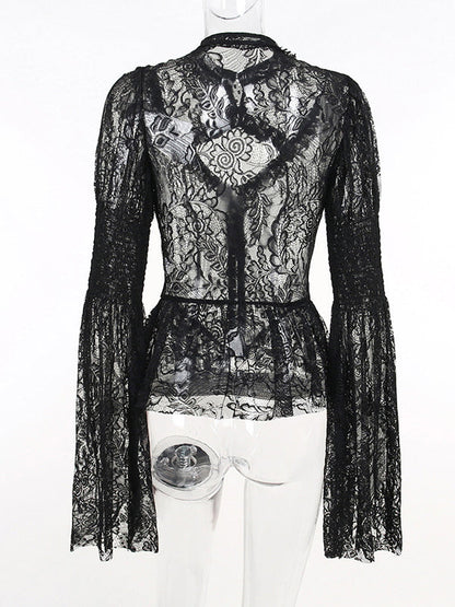 As Time Pass By Flare Sleeve Lace Top 