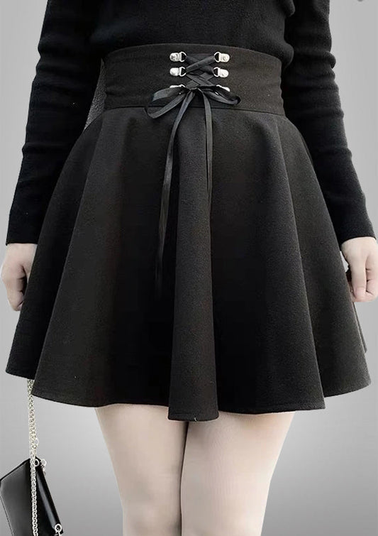 High Waist Black A-Line Skirt 