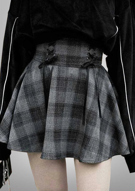 Vintage High Waist Plaid Skirt 