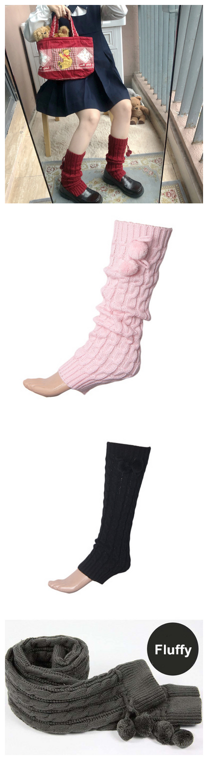 Lolita fluffy pompon leg warmer C00462