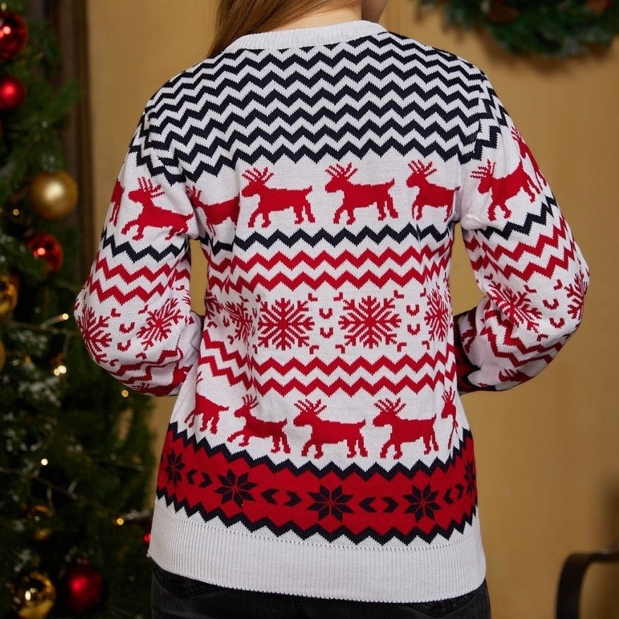 Destiny Elk Snowflake Pattern Sweater 