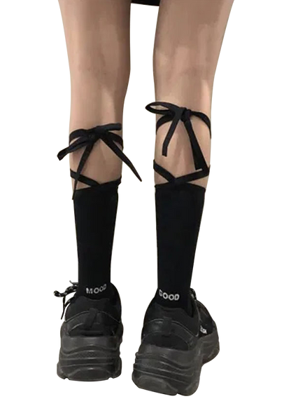 Gothic Style Ribbon Design Lolita Socks 