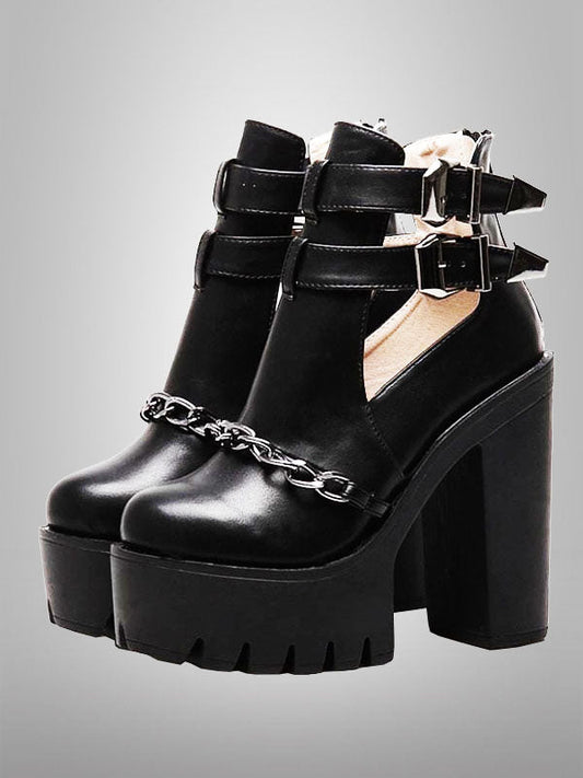 Chain Design Gothic High Heel Shoes 