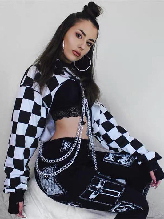 Checkerboard Chain Design Crop Top 